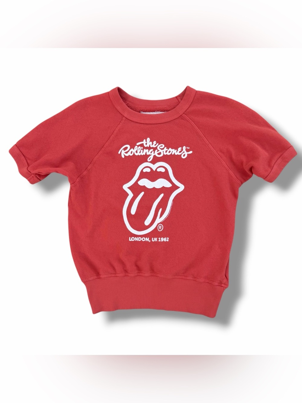 People of Leisure X Rolling Stones Short Sleeve Raglan Sweatshirt Red Medium